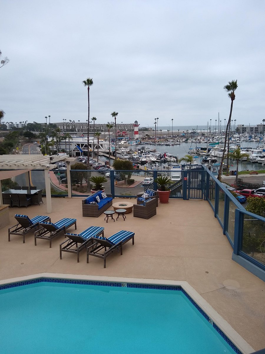 Swimming Pool patio and Oceanside Harbor.  Hot tub 