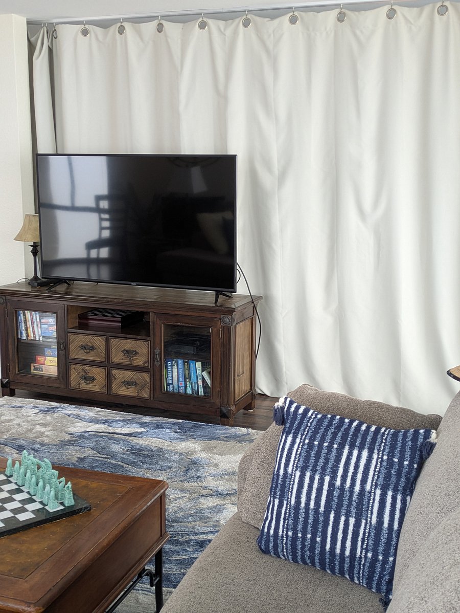 Living room with Privacy drapes drawn