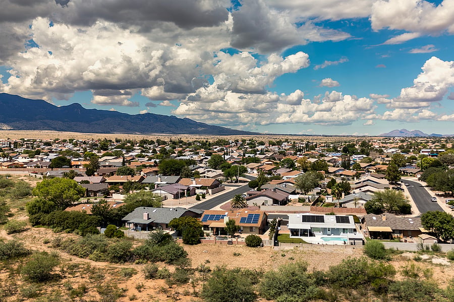 Drone view of neighborhood