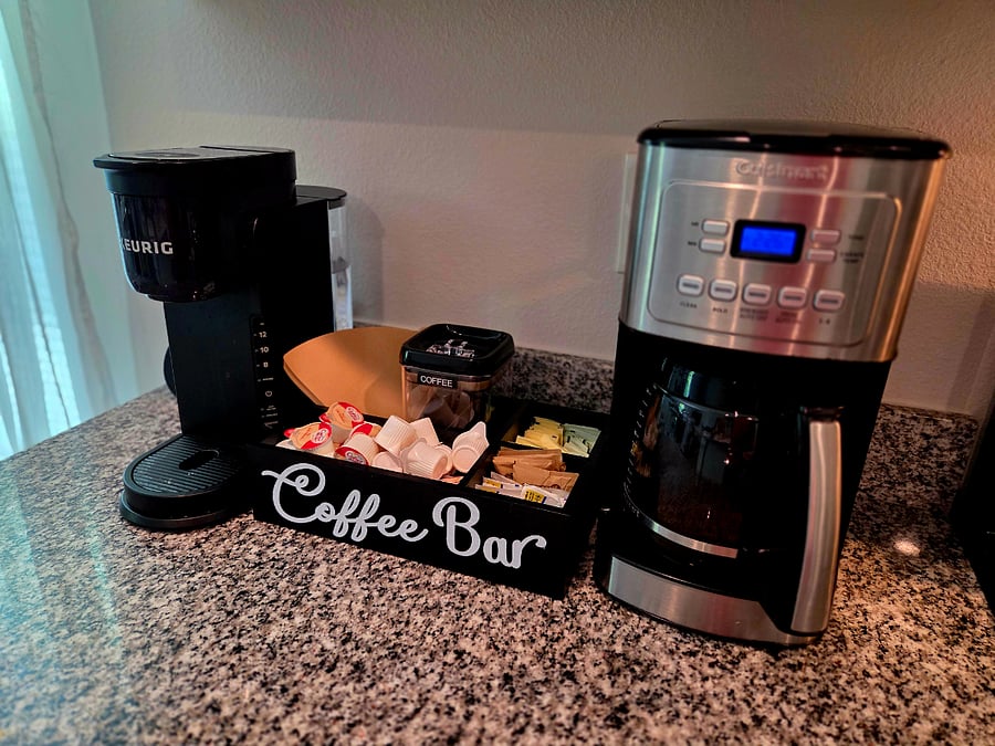 coffee bar - coffee maker and Keurig