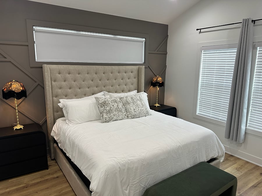 King bedroom master bedroom 1. It has its own private deck attached to the master suite there is a walk-in closet with custom built cabinetry. You can bring every shoe you have ever thought about owning with you. 