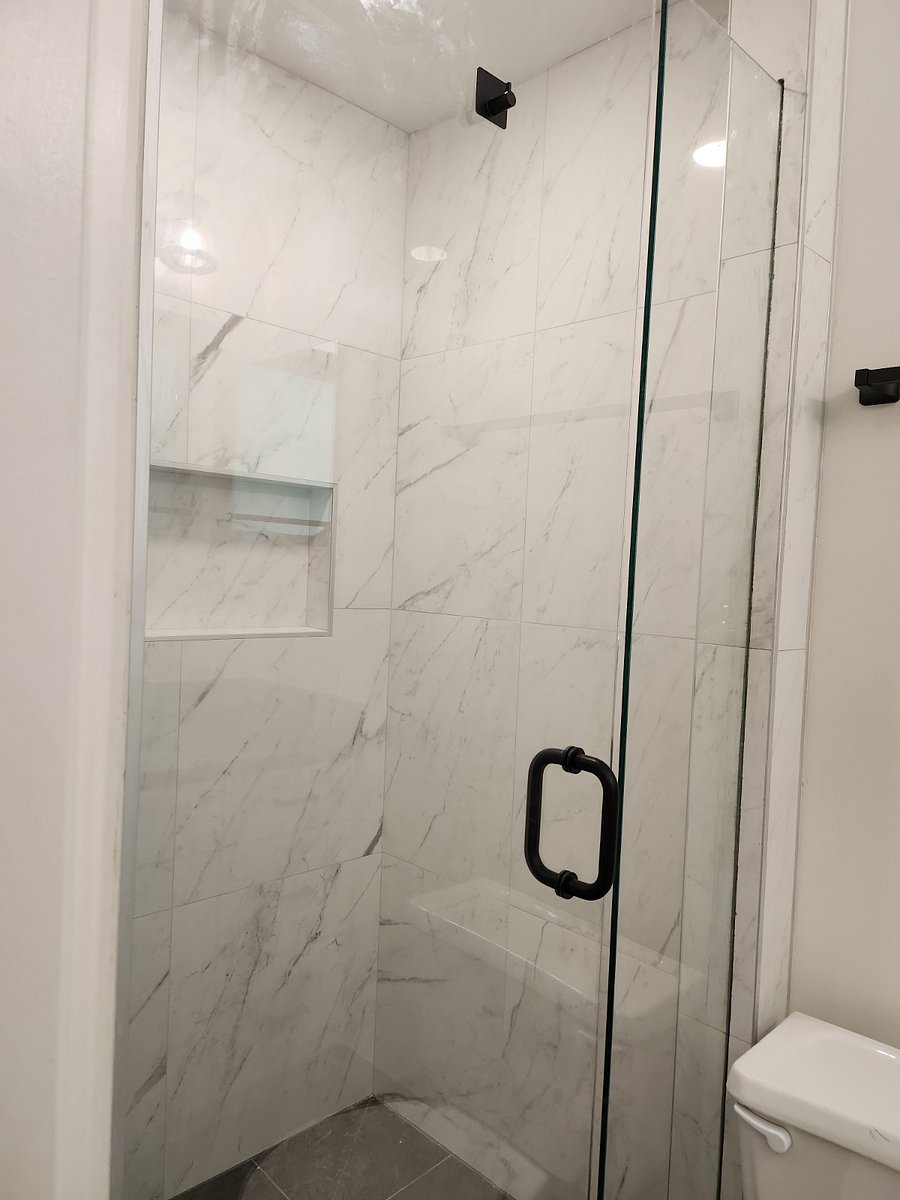 New walk-in shower in second bathroom