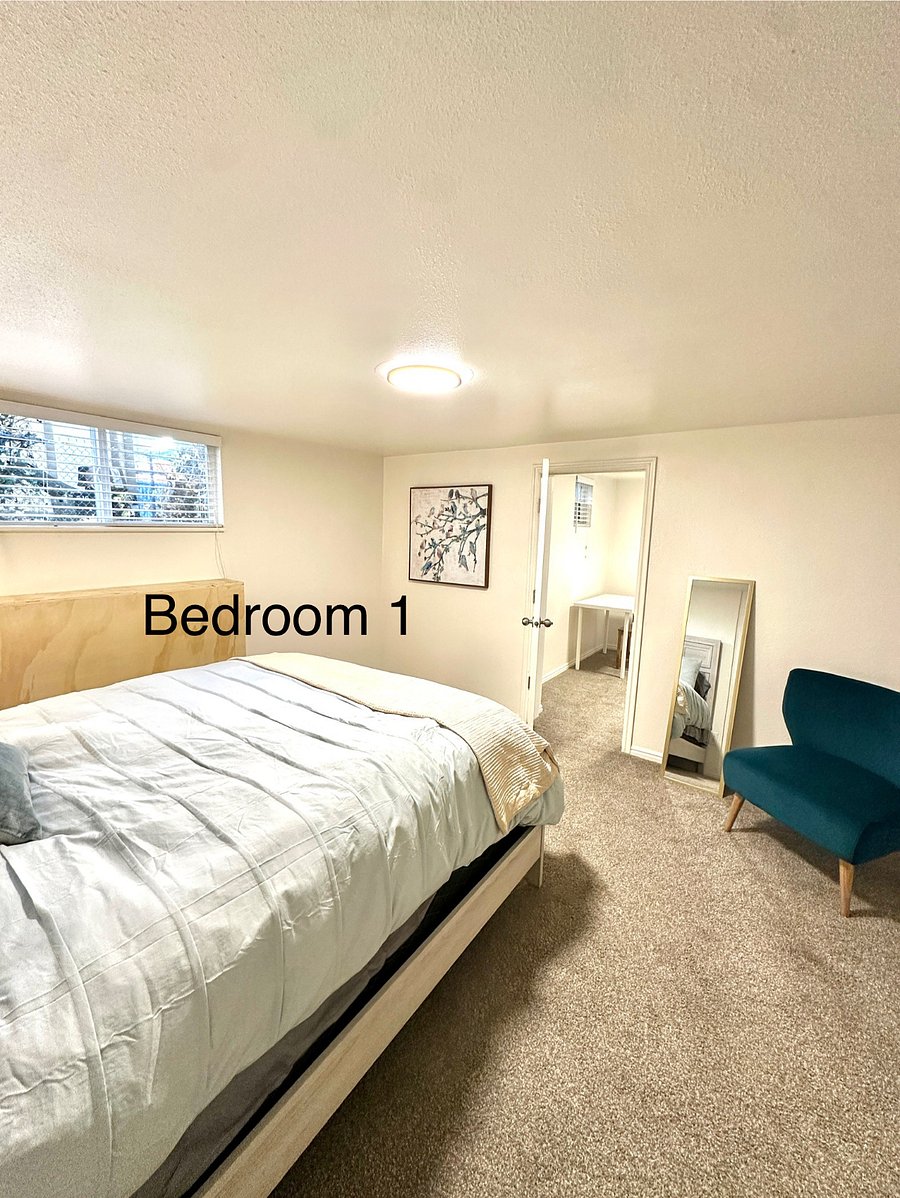 Private bedroom with queen bed, dresser, and a large office with two closets. Bedroom doors are keyed entry locking for more privacy.