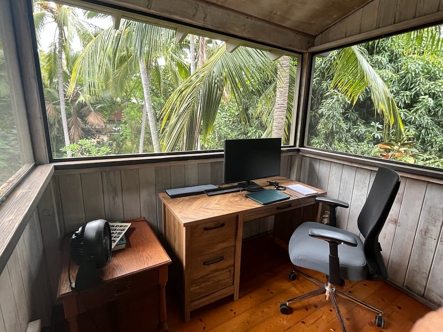 Office space off the living area.