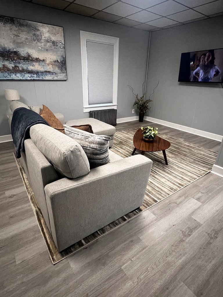 Couch opens up to the size of a full size bed for additional space