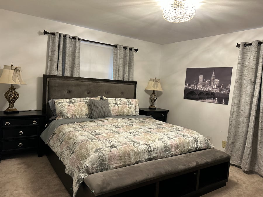 Primary Bedroom with King Bed and Smart TV