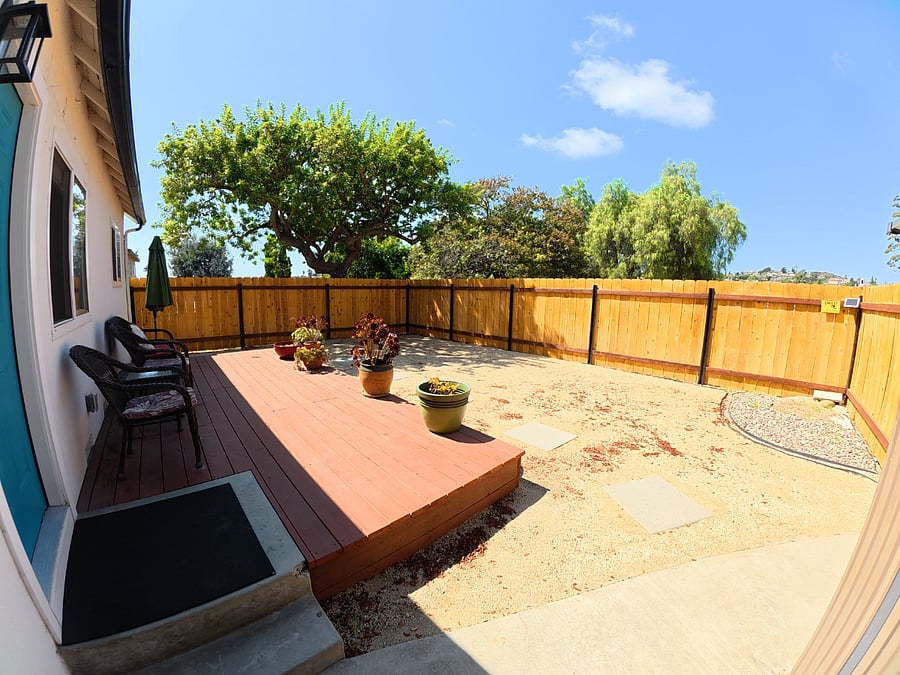 Fenced in back yard.