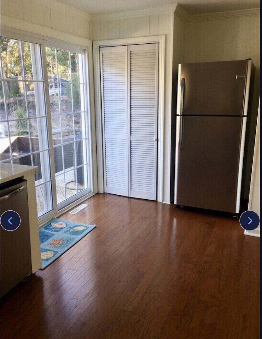 Kitchen leading out to deck