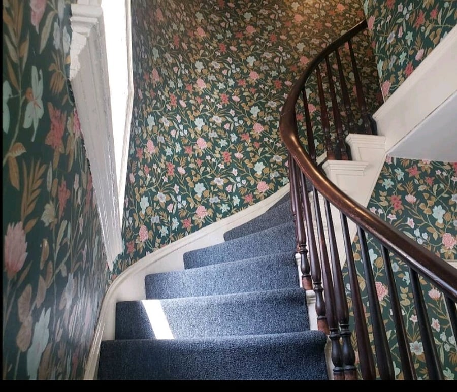 Front foyer for your entry (shared) is colorful and decorated to compliment its Victorian history.  