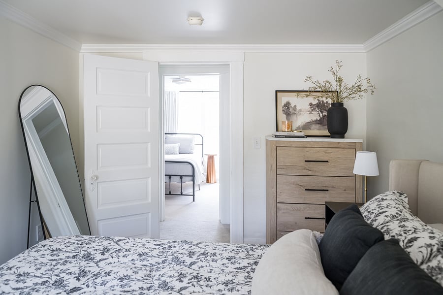 Full length mirror and chest of drawers in Master Bedroom
