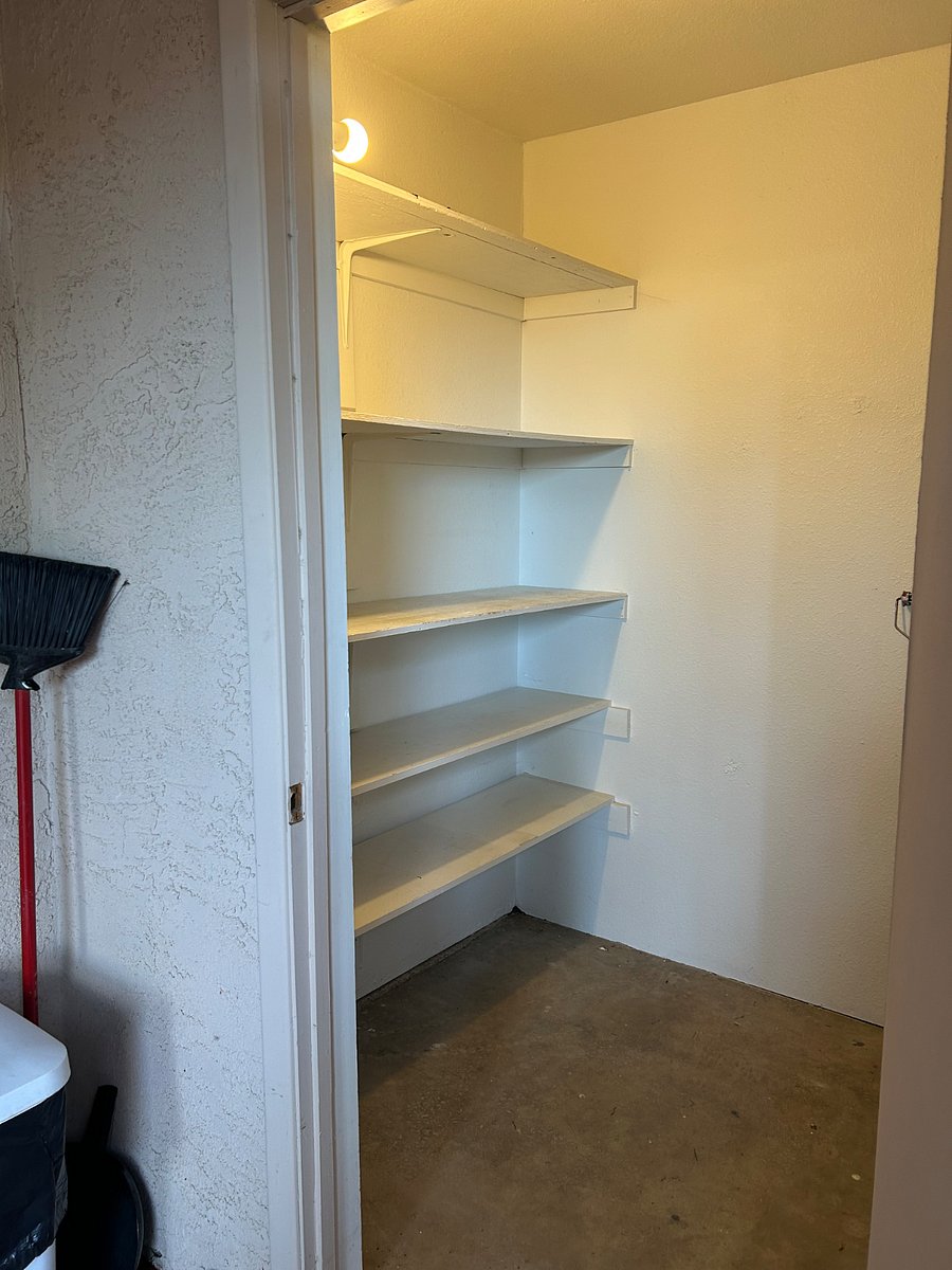 Large storage room off patio. 