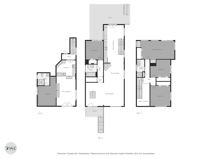 House layout. Floor 1 is the basement, floor 2 is the main floor & floor 3 is upstairs