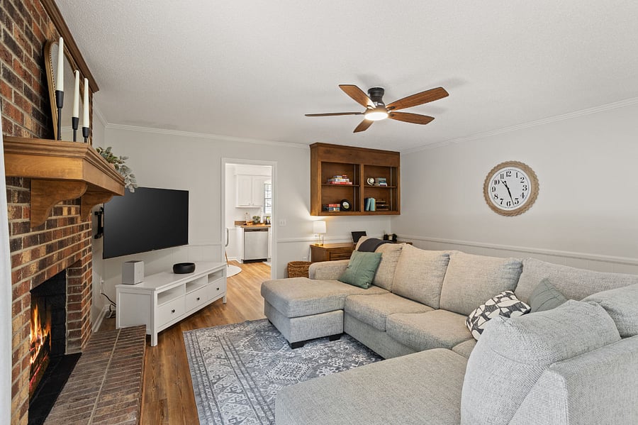 Sectional Sofa and Office Space in Living Room