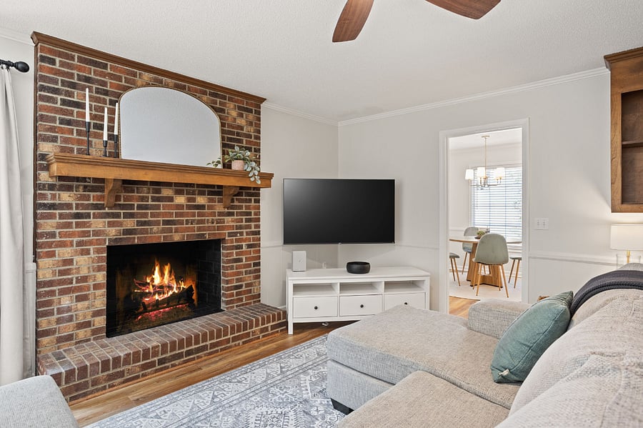 The fireplace is just for looks not for use :) 