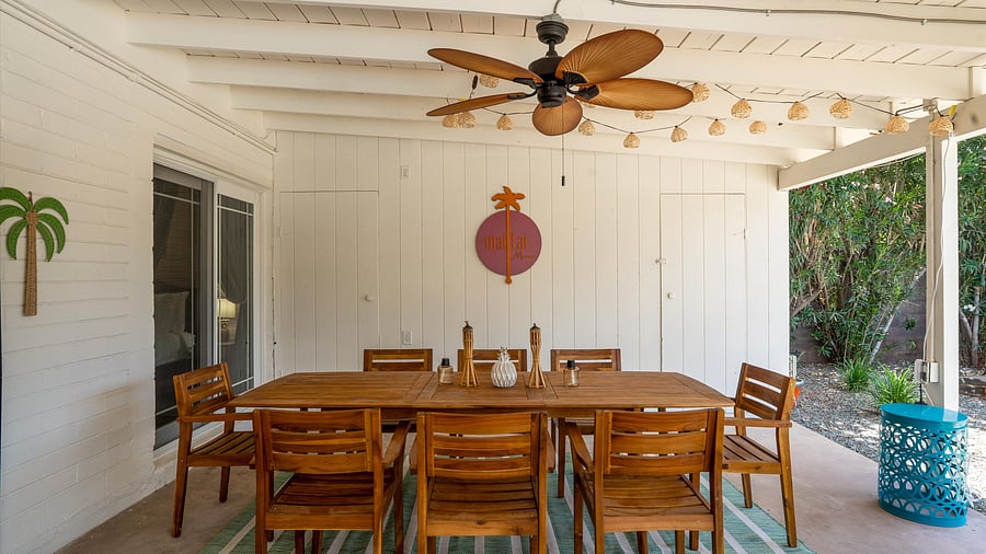 Outdoor dining at Mai Tai Manor-made for meals together