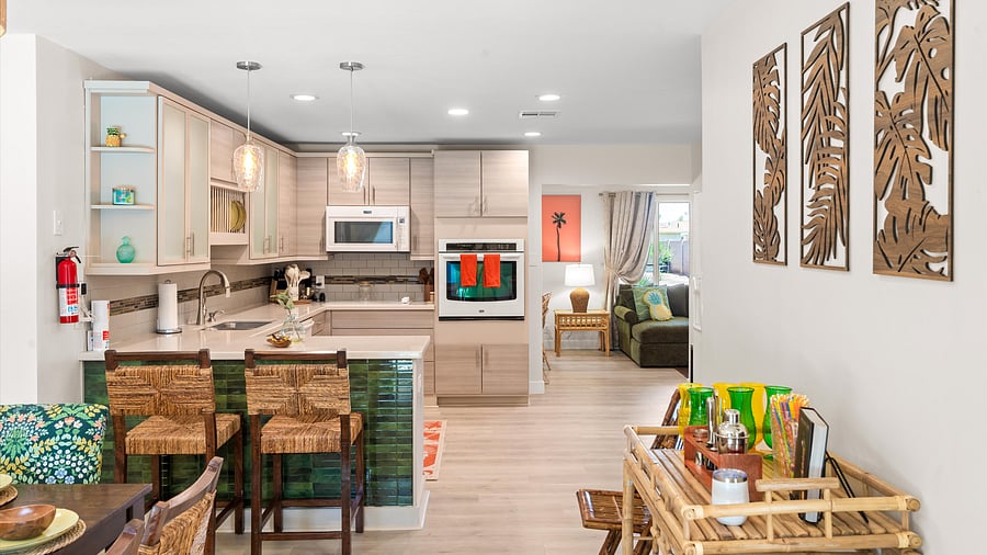 Fully equipped kitchen with an open layout made for group stays