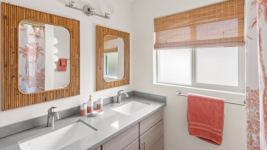 Bright and airy Main Hallway bathroom between Bedroom #1 and 2