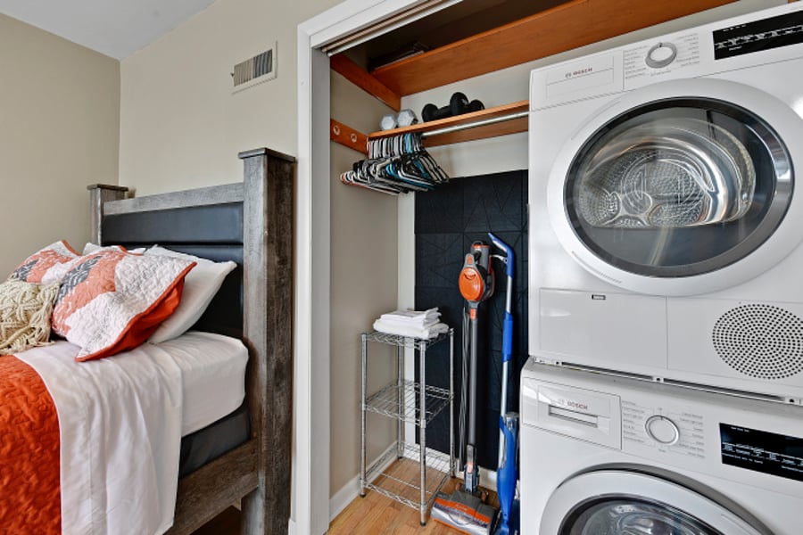 Laundry in bedroom closet.