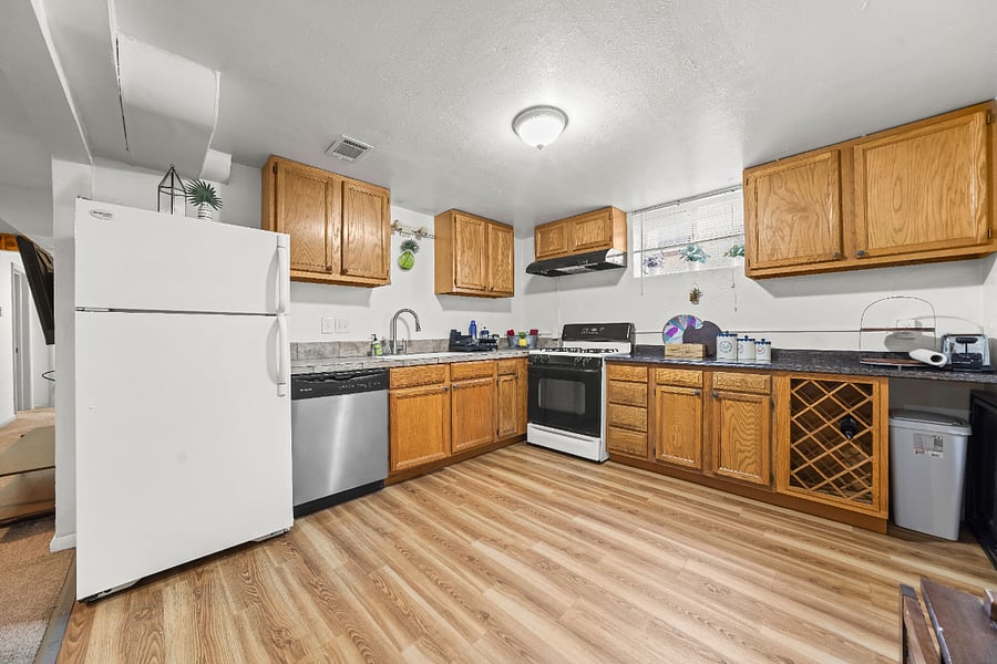 Ample cabinet storage and counter space.
