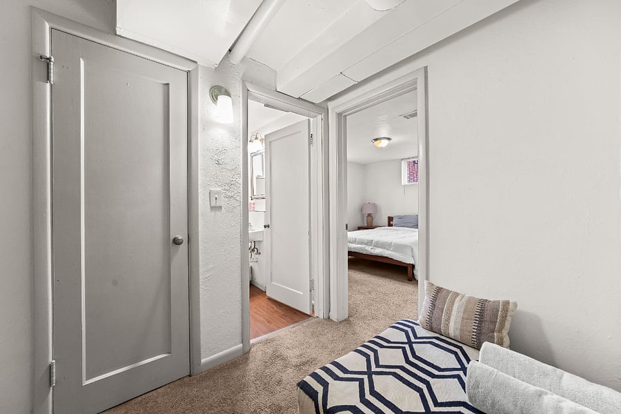 Hallway connecting bedrooms and bathroom for easy access.