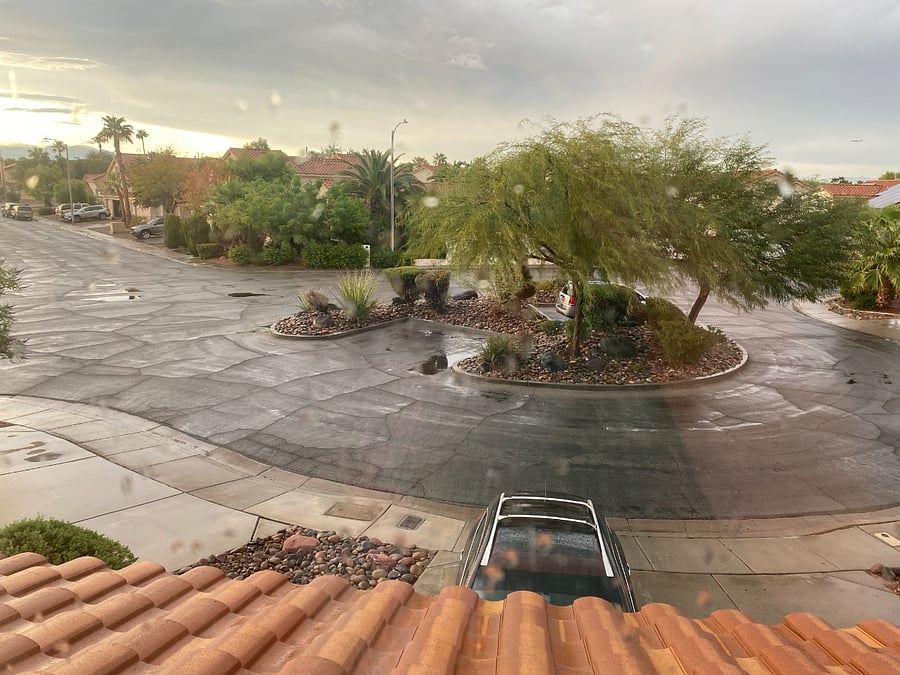 View out of bedroom window to the Cul-de-sac parking