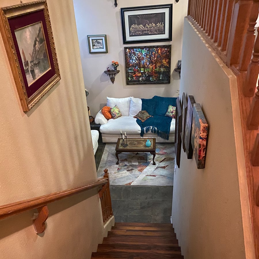 Stairs looking down at the living room