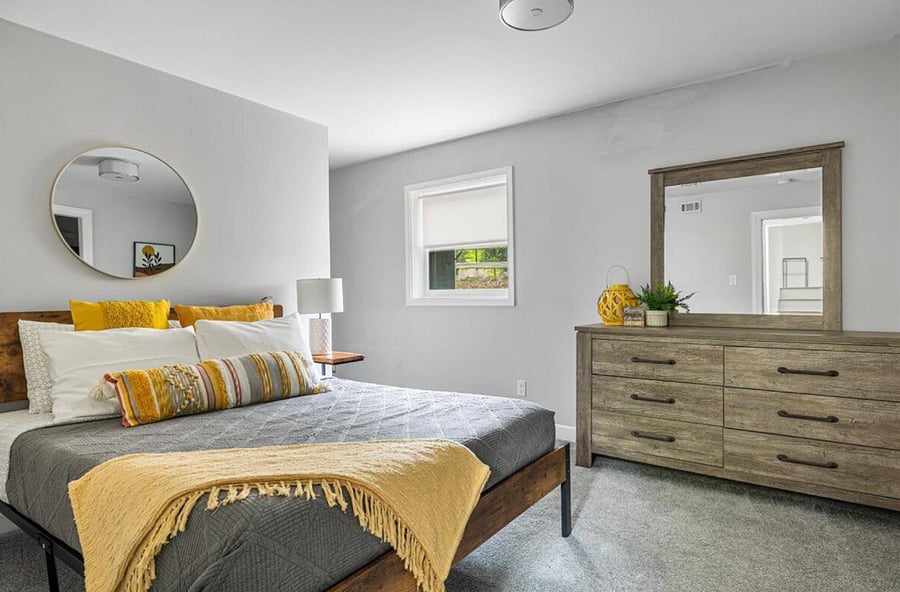 Lower level bedroom with queen bed