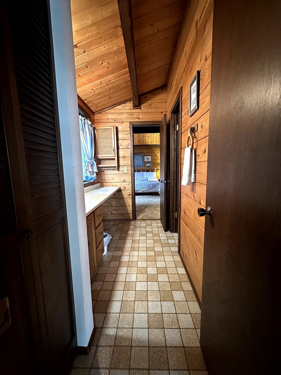 3/4 bathroom upstairs that sits between the bunk room and the second bedroom.
