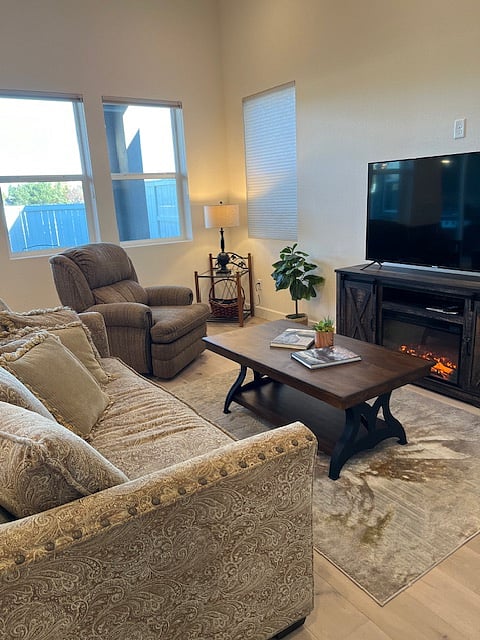 Family Room TV area and fireplace console