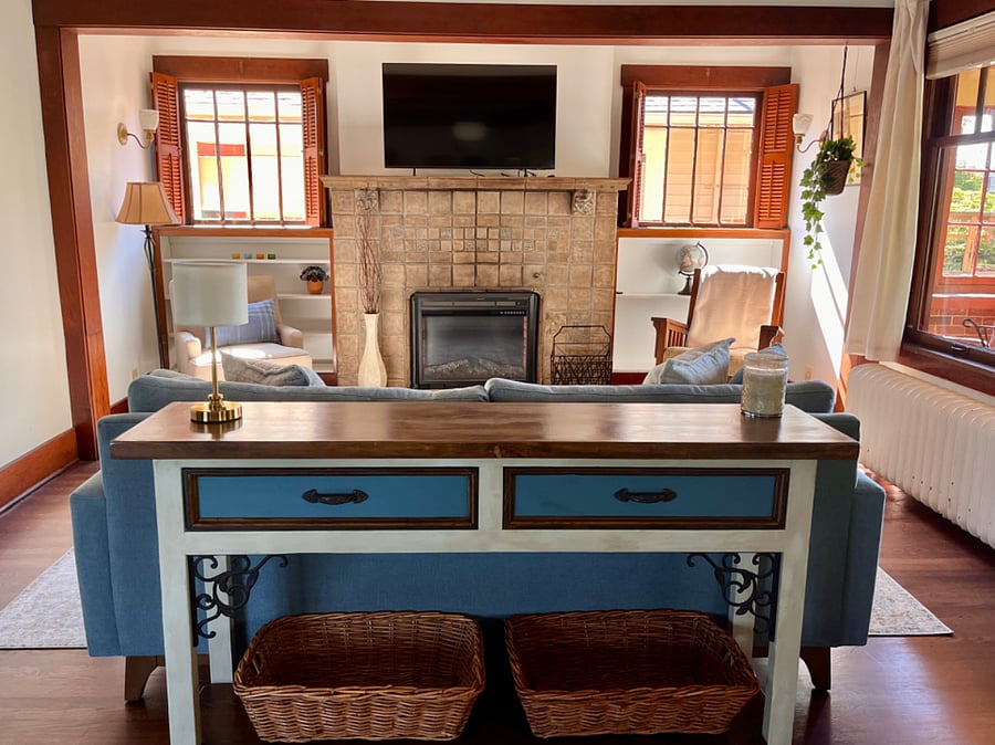 Console table "Drop Zone" with baskets for shoe storage