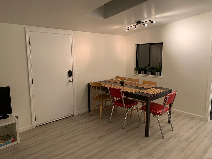 Dining table with door to front upper deck