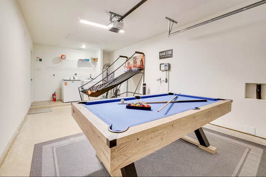 Game Room (pool table, arcade Basketball)
Washer, Dryer, Fire Extinguisher