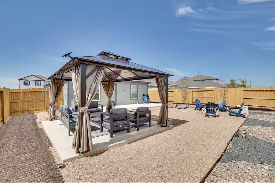Gazebo with shares and sofa