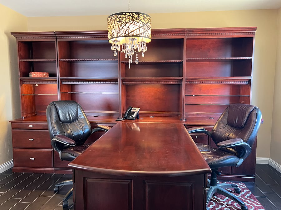 Office - featuring desk built for two.