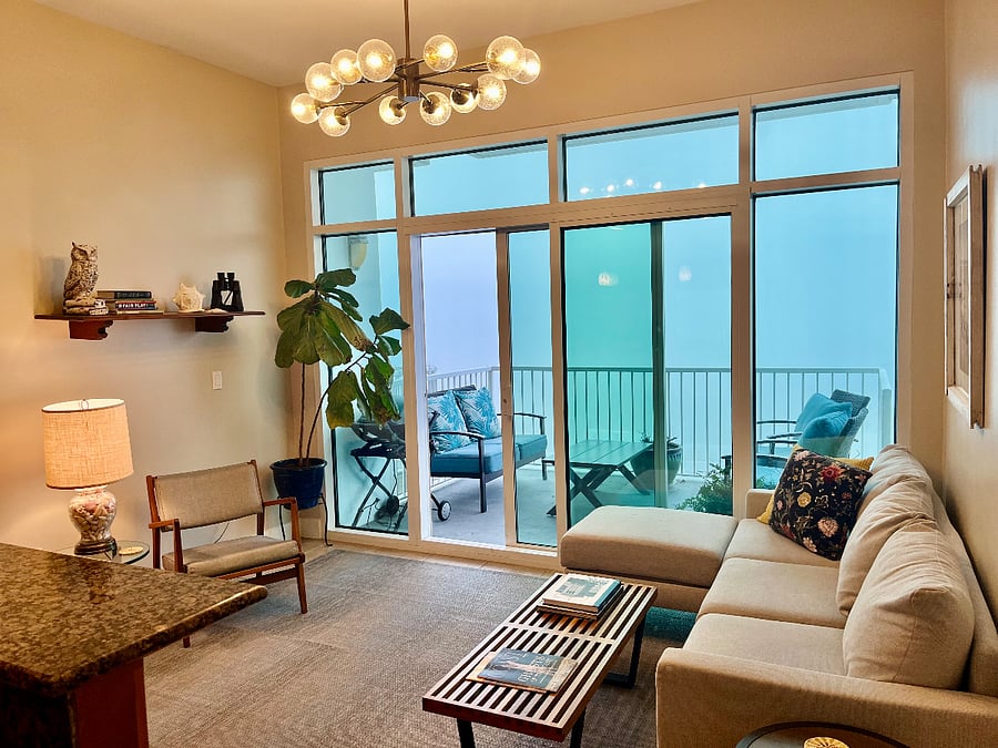 Living area and balcony