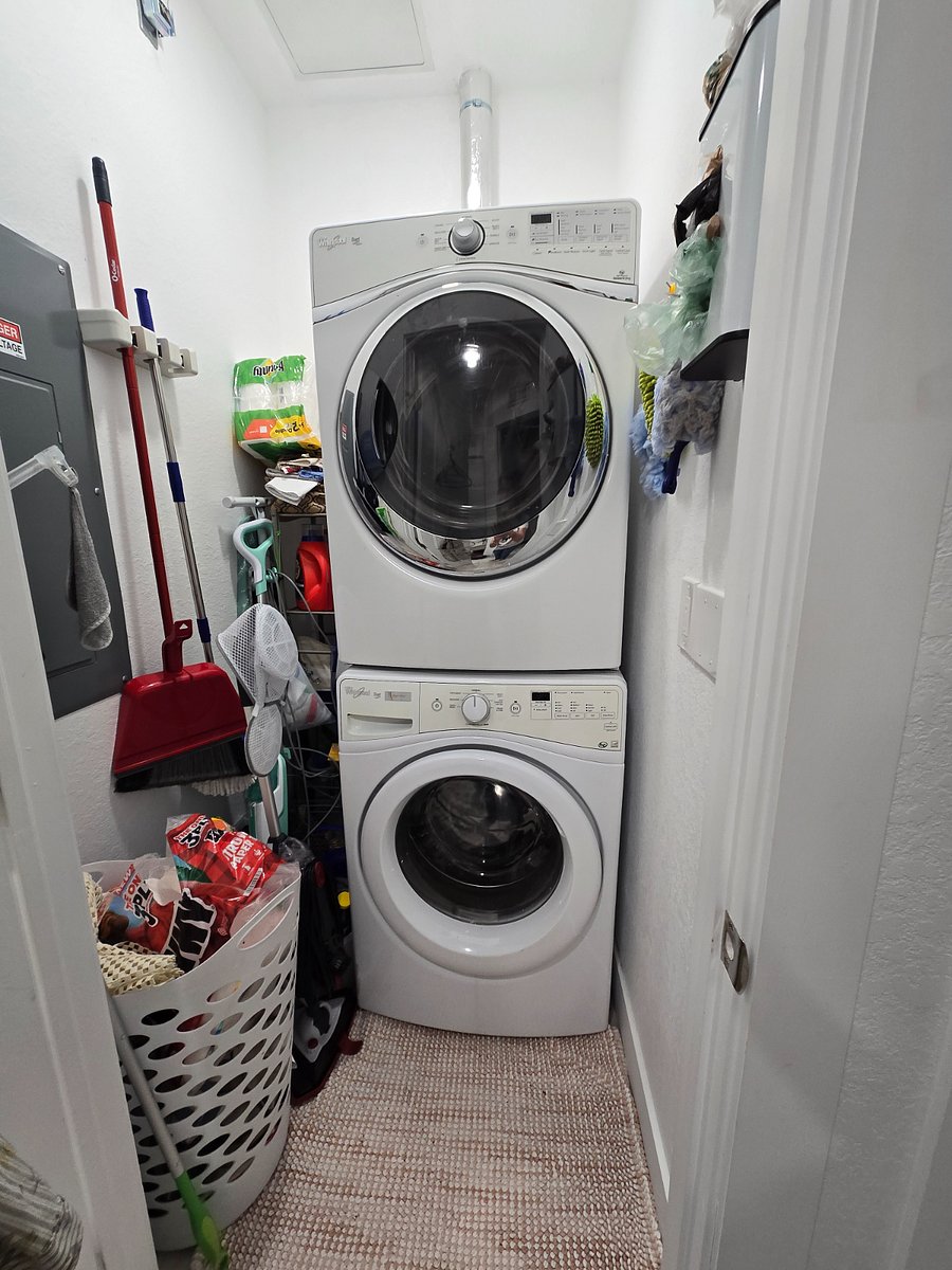 Shared in-unit laundry.