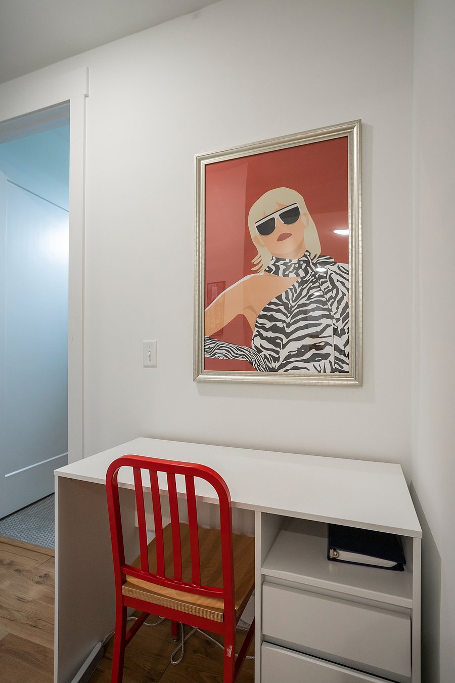 Work space in the hallway, but can be moved to a bedroom if desired. 