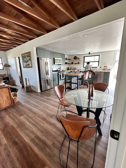 Kitchen and dining table nook. Brand new floors, counters, cabinets etc!