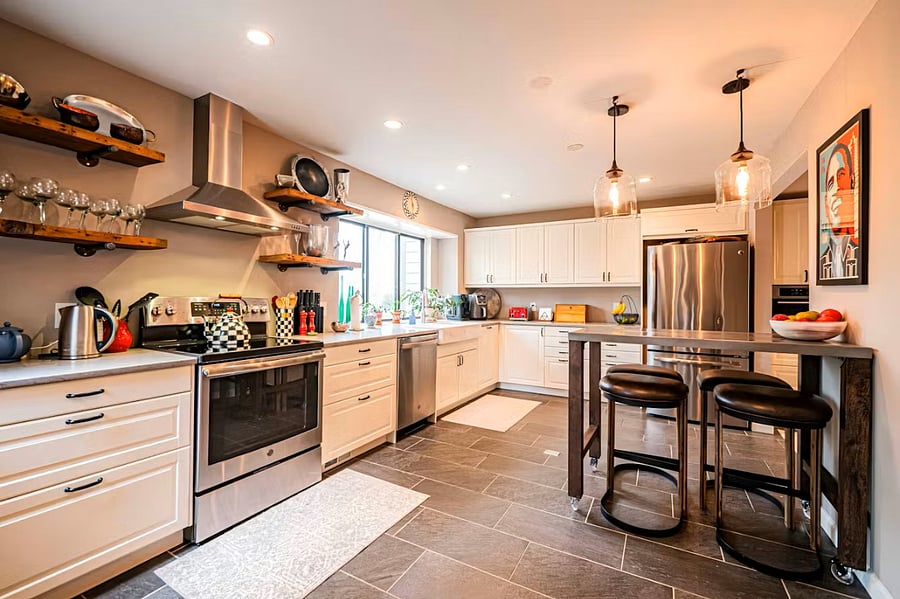Bright natural light in kitchen
