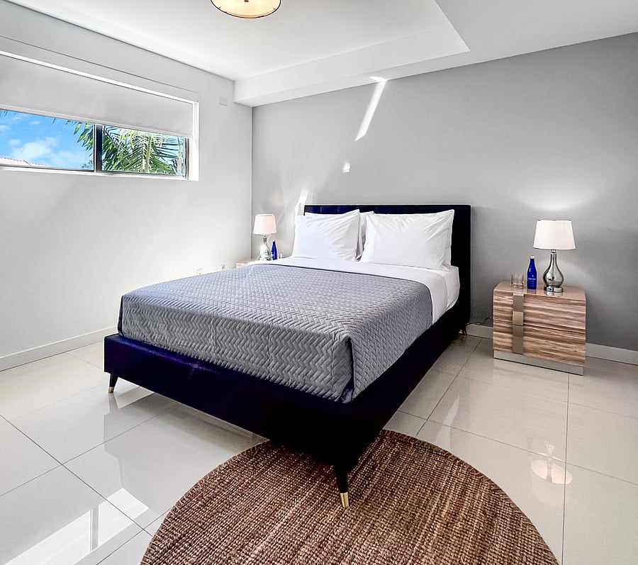 The apartment includes a second bedroom with a cozy queen-size bedperfect for families, friends, or additional guests.