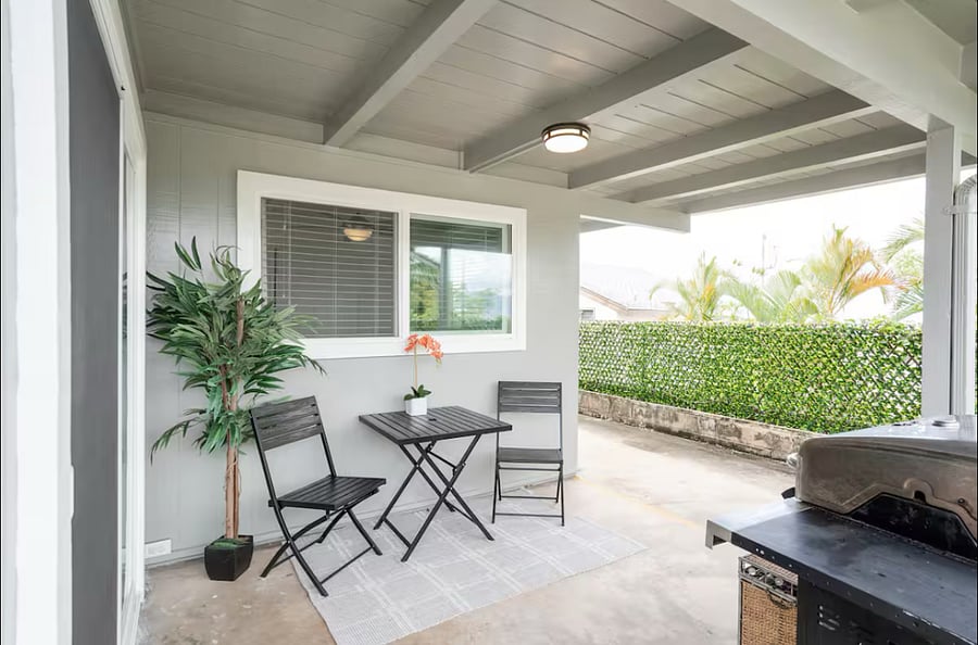 UNIT B - 2 BEDROOM

Covered patio with bbq grill. 