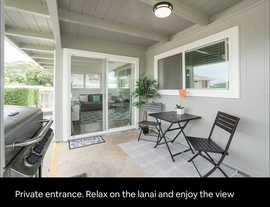 UNIT B - 2 BEDROOM

Covered patio with bbq grill. This is the private entrance for this unit. 