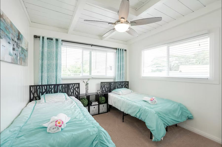 UNIT B - 2 BEDROOM

Two twin size beds. Has a ceiling fan in the room. 