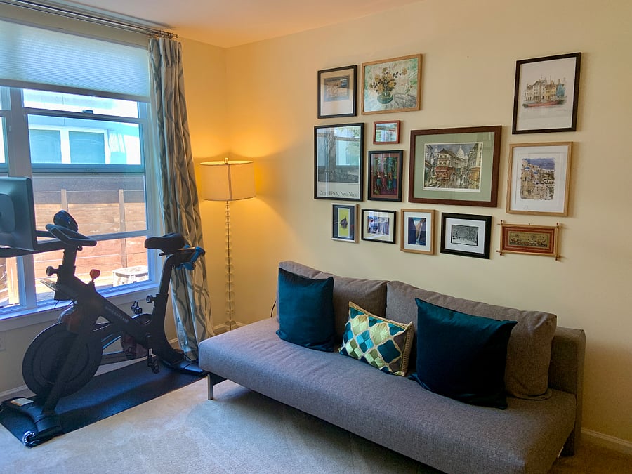 Guest bedroom/office. Couch pulls out to a double bed. 
