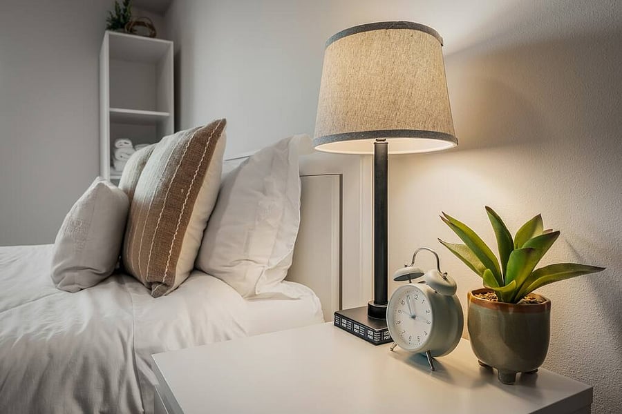 A serene ambiance. Unwind and recharge in our cozy bedroom.