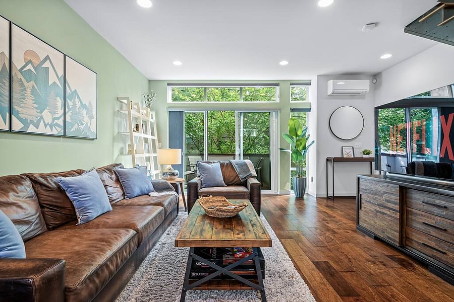 Our living room is ready for games, movies, or good company.