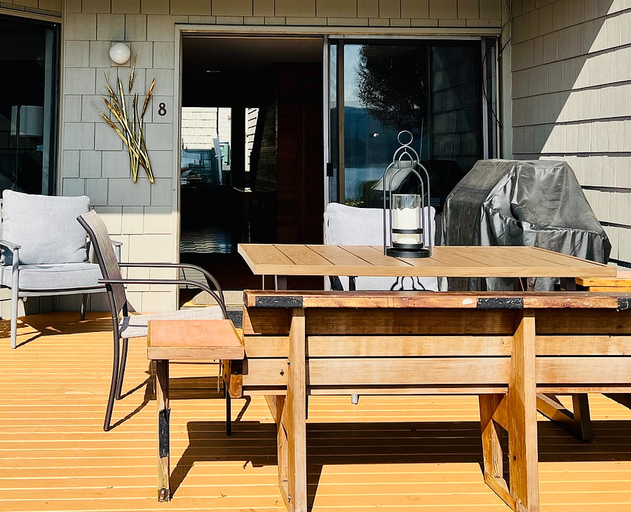 Private deck, looking into living space