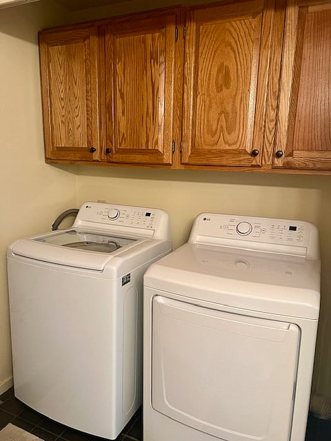 New LG washer and dryer in guest bathroom