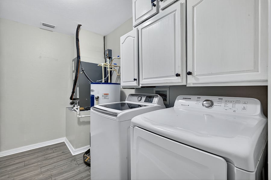 Washer & Dryer with additional storage cabinets