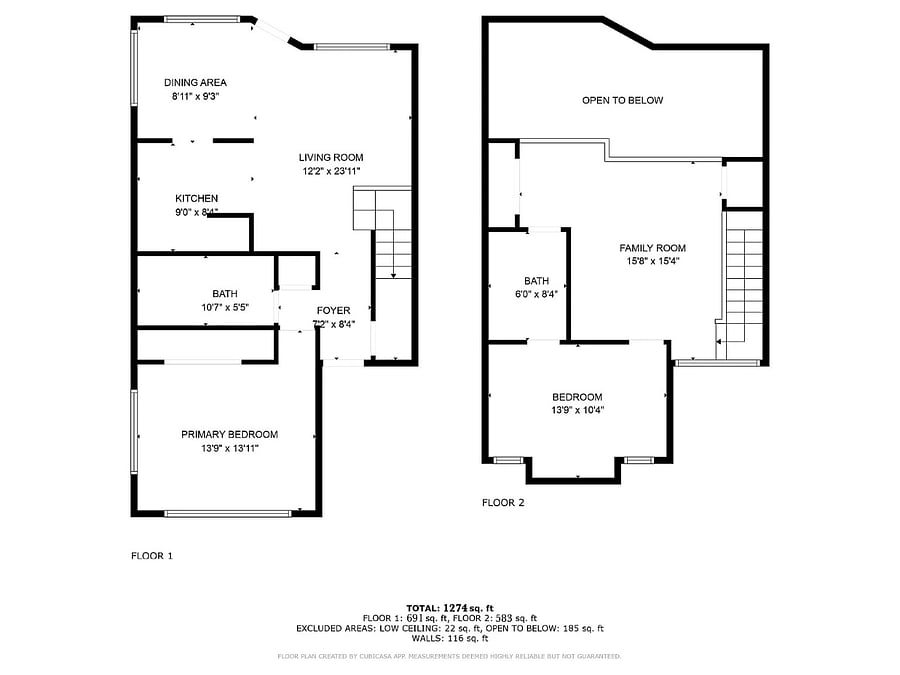 Floorplan: 2 story condo located on the top floor of the complex (2nd floor)
